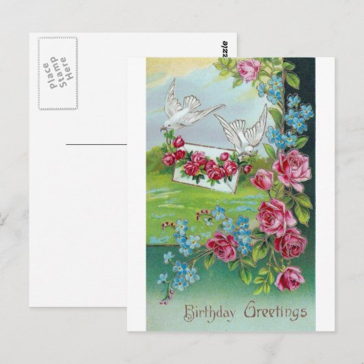 Geburtstag Vintage Postkarte (Vorne/Hinten)