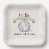 Geburtstag Vintage Whimsical Baseball All Star Par Pappteller (Vorderseite)