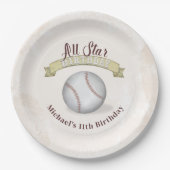 Geburtstag Vintage Whimsical Baseball All Star Par Pappteller (Vorderseite)