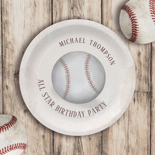 Geburtstag Vintage Whimsical Baseball All Star Par Pappteller