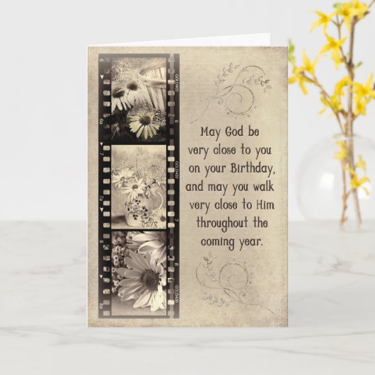 Geburtstag Vintager Filmstreifen Karte (Gelbe Blume)