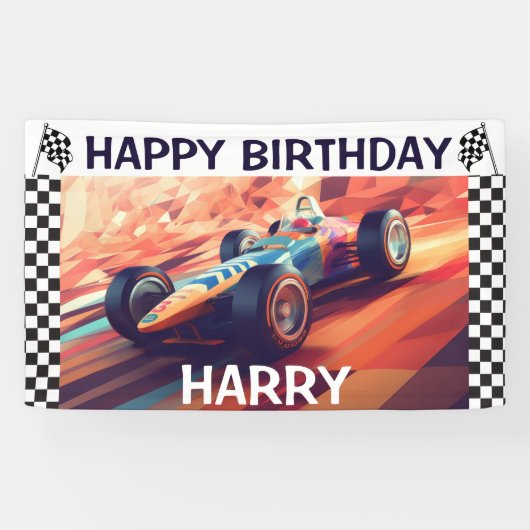 GEBURTSTAG VINTAGER RACING-AUTO BANNER (Horizontal)