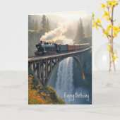 Geburtstag Vintager Zug auf dem Berg Trestle Karte (Gelbe Blume)