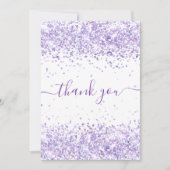 Geburtstag violett lila Glitzer danke Karte (Vorderseite)