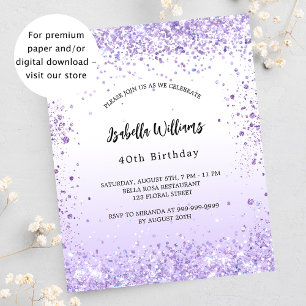 Geburtstag violette Lavendel Budget Einladung