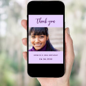 Geburtstag violettes Foto Dank Karte