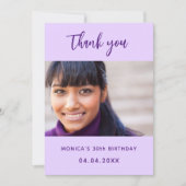 Geburtstag violettes Foto Dank Karte (Vorderseite)