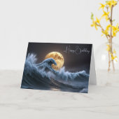 Geburtstag Vollmond in Ozeanwelle Karte (Gelbe Blume)