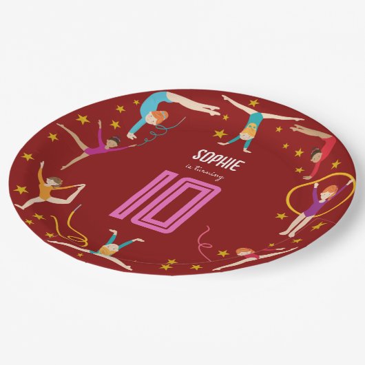 Geburtstag von Akrobatik und Gymnastik Pappteller (Schrägansicht)