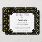 Geburtstag von Black and Gold Glam Arrows Einladung (Vorne/Hinten)