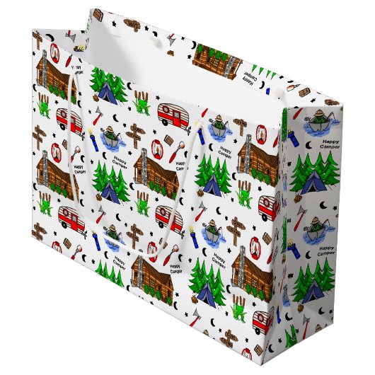 Geburtstag von Camping oder Mittelwesten Große Geschenktüte (Vorderseite Schrägansicht)