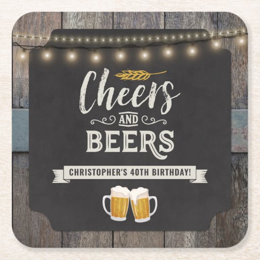 Geburtstag von Cheers und Biers Rechteckiger Pappuntersetzer (Vorderseite)