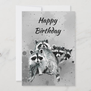 Geburtstag von der Gruppe Fun Waschbär Tier Kunst Dankeskarte