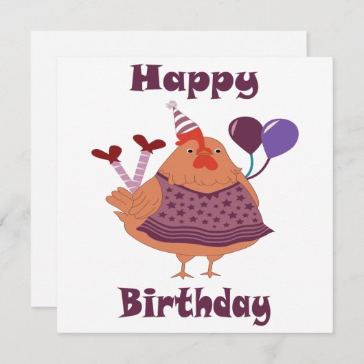 Geburtstag von Hühnern Feiertagskarte (Vorne/Hinten)