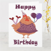 Geburtstag von Hühnern Karte (Gelbe Blume)