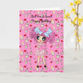 Geburtstag von Kawaii - personalisiert Karte (Gelbe Blume)