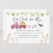 Geburtstag von landwirtschaftlichen Nutztieren, Pa Einladung (Vorne/Hinten)