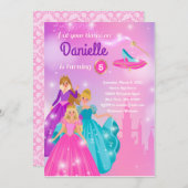 Geburtstag von Mädchen - Einladung von Prinzessin (Vorne/Hinten)