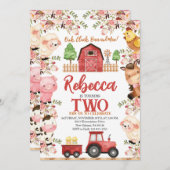 Geburtstag von Mädchen, Landtiere Einladung (Vorne/Hinten)