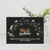 Geburtstag von Musikstücken Einladung (Stehend Vorderseite)