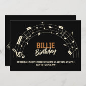 Geburtstag von Musikstücken Einladung (Vorne/Hinten)