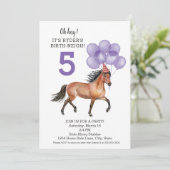 Geburtstag von Pferdemädchen // Geburtstagsparty l Einladung (Stehend Vorderseite)