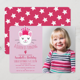 Geburtstag von Queen Kitty Niedlich Girl Child Einladung