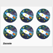 Geburtstag von Rocket Star Space Runder Aufkleber (Blatt)