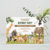 Geburtstag von Safari-Tieren Einladung (Stehend Vorderseite)