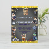 Geburtstag von Tieren in Polizei Uniform Einladung (Stehend Vorderseite)