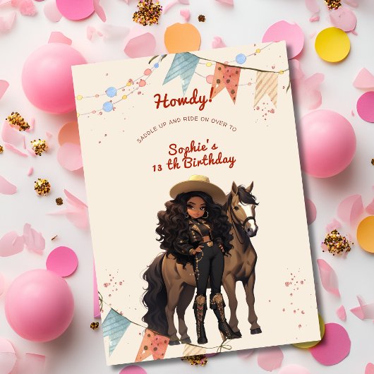 Geburtstag von Wild-West-Cowgirl Einladung