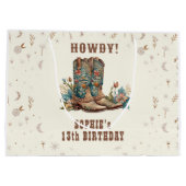 Geburtstag von Wild-West-Cowgirl Große Geschenktüte (Rückseite)