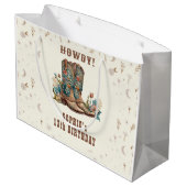 Geburtstag von Wild-West-Cowgirl Große Geschenktüte (Rückseite Schrägansicht)