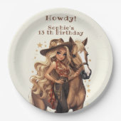Geburtstag von Wild-West-Cowgirl Pappteller (Vorderseite)