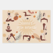 Geburtstag von Yoga-Mädchen Geschenkpapier Set (Vorderseite)