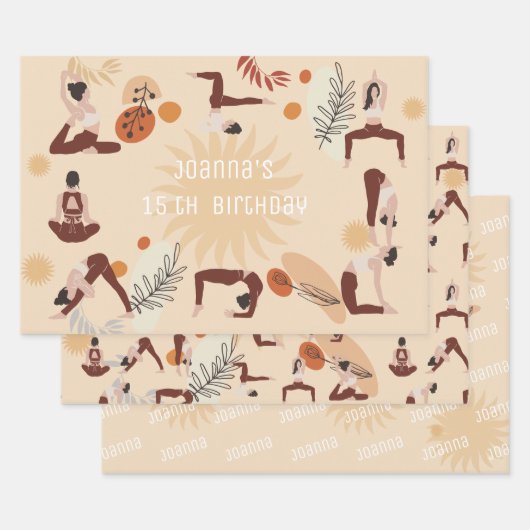 Geburtstag von Yoga-Mädchen Geschenkpapier Set (Set)