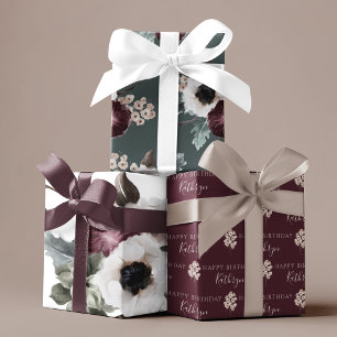 Geburtstag Wasserfarbe Floral Geschenkpapier Bogen Set