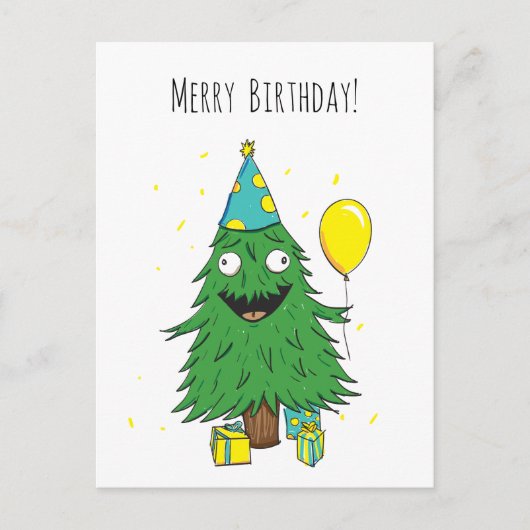 Geburtstag Weihnachtsbaum Postcard Postkarte (Vorderseite)