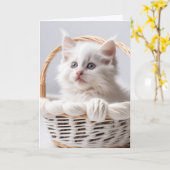 Geburtstag weißes Kitten in einem Korb Karte (Gelbe Blume)