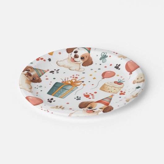 Geburtstag Welpe Partys Bowl Pappteller (Schrägansicht)