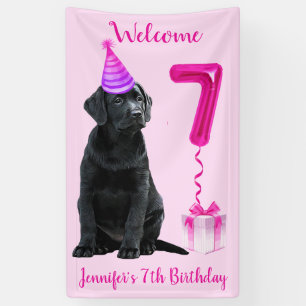 Geburtstag Welpenthema - Niedlicher Hund Pink Girl Banner