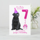 Geburtstag Welpenthema - Niedlicher Hund Pink Girl Einladung (Stehend Vorderseite)