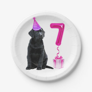 Geburtstag Welpenthema - Niedlicher Hund Pink Girl Pappteller