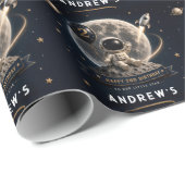 Geburtstag Weltraumastronaut Geschenkpapier (Rolleneckpunkt)