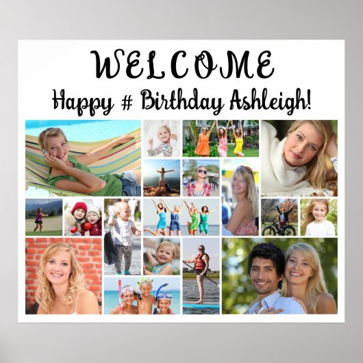 Geburtstag Willkommen 18 Foto Collage Custom Poster (Vorne)