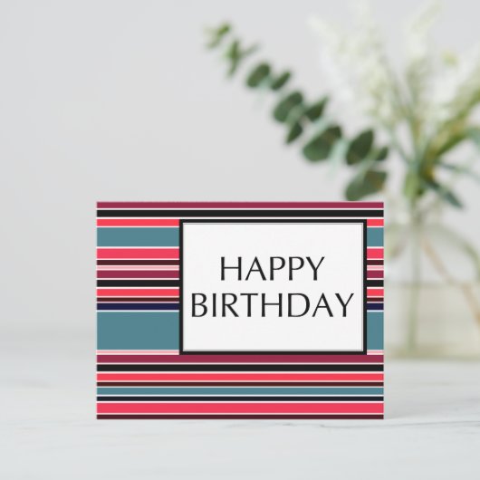 Geburtstag (wineStripes) Postkarte (Stehend Vorderseite)