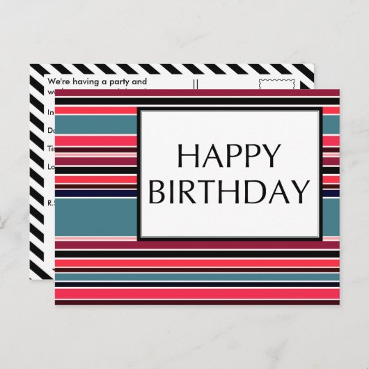 Geburtstag (wineStripes) Postkarte (Vorne/Hinten)