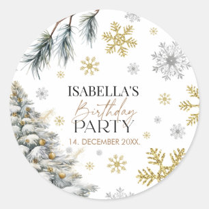 Geburtstag Winter Runder Aufkleber