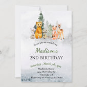 Geburtstag Winter Woodland Tiere Urlaub Einladung (Vorderseite)