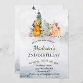 Geburtstag Winter Woodland Tiere Urlaub Einladung (Vorne/Hinten)
